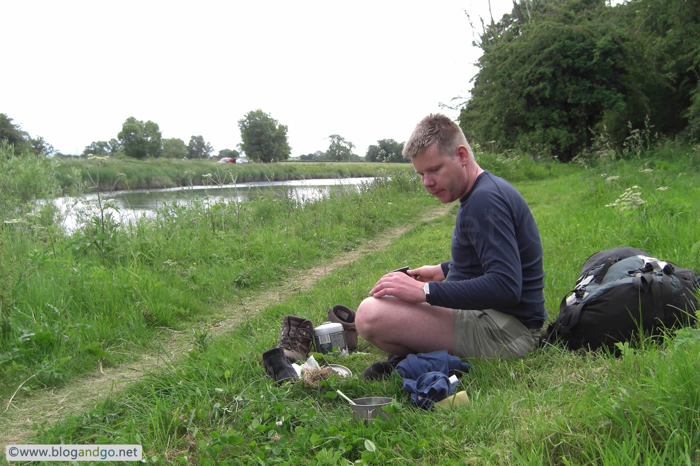 Hadrian's Wall Path - Tea break along side the River Eden